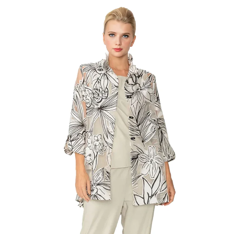 IC Collection Sheer Floral Print Blouse -  6136T